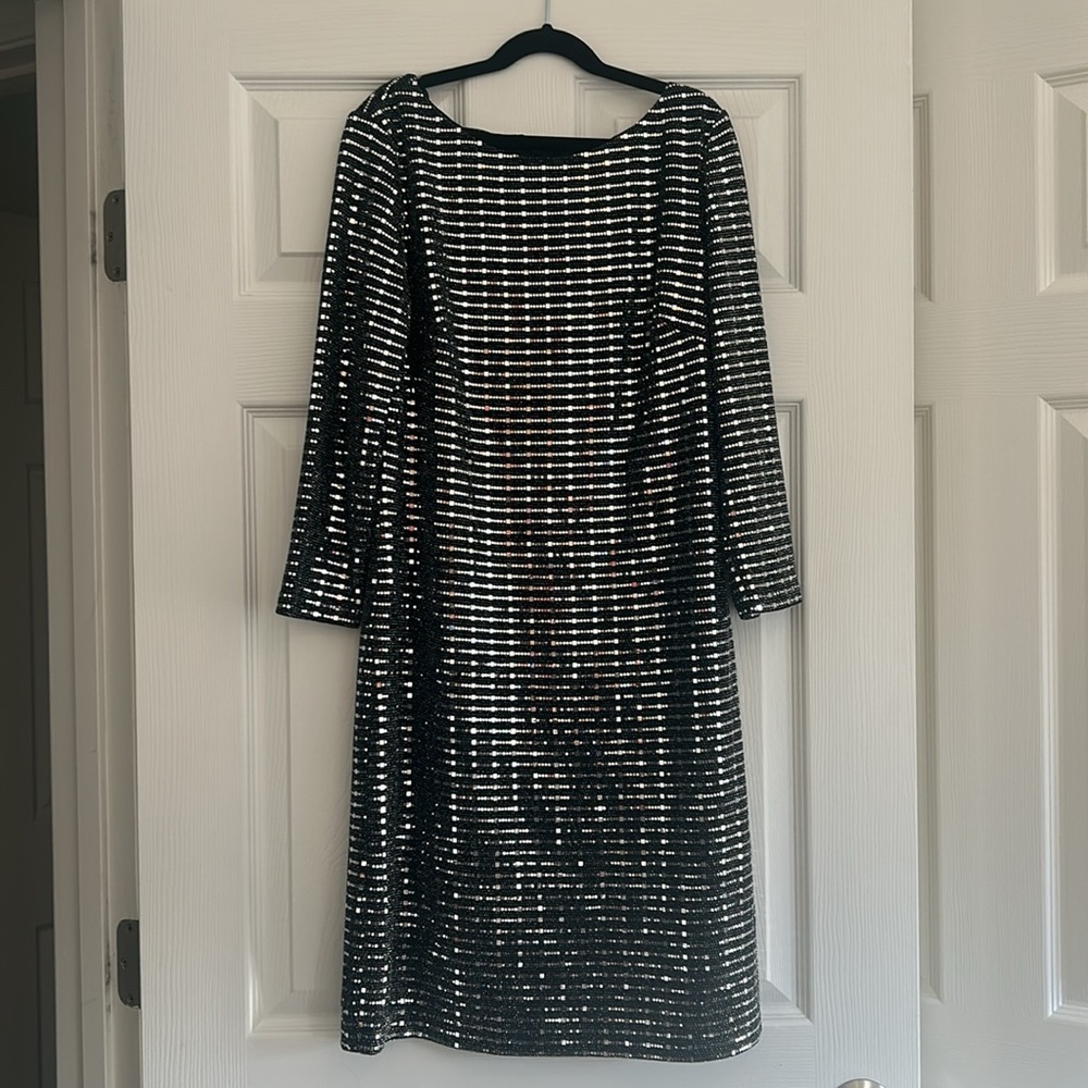 JH Evenings size 6. Black dress with silver sequins.